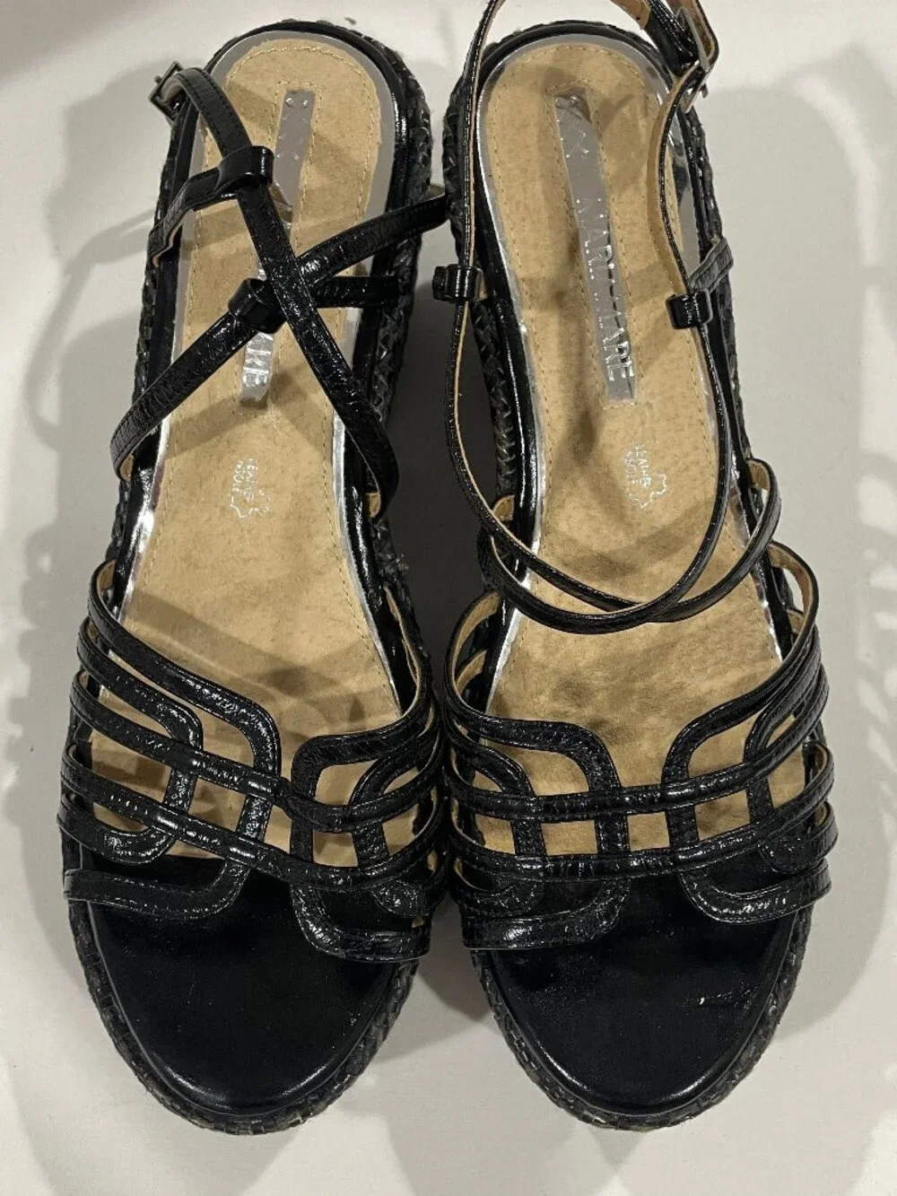 Maria Mare Black Cage Strappy Platform Wedge Sandals Womens 9.5 (EU 40) Espadril